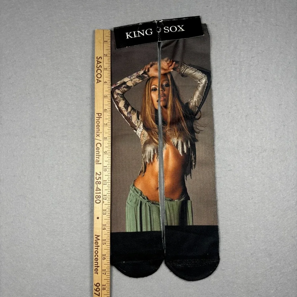 Vintage Beyoncé King Sox Graphic Novelty Crew Socks Rare Y2K Promo Merch OSFM